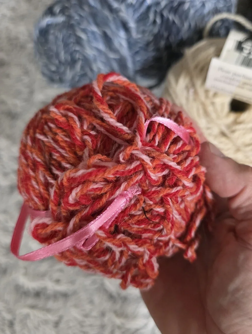 Lot of Yarn with one Blue Knitting Tool, Assorted as Shown in Photos